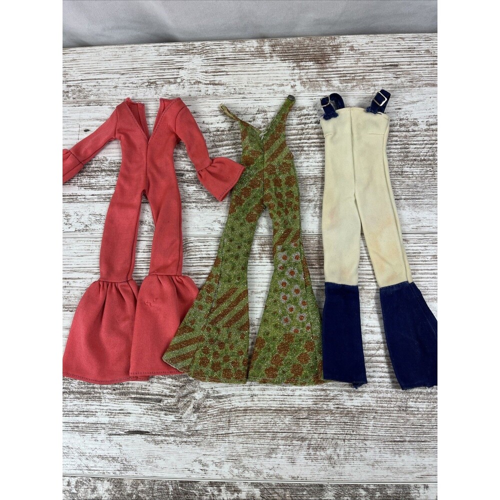 Vintage 1976 Mego Cher Doll Clothes Lot - 3 Bob Mackie Jumpsuits Repair TLC